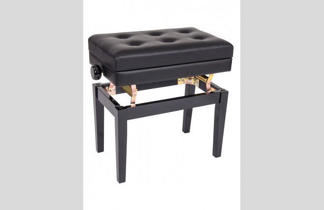 Kinsman KPB10BK Satin Black Deluxe Adjustable Height Piano Stool with Storage - Image 3